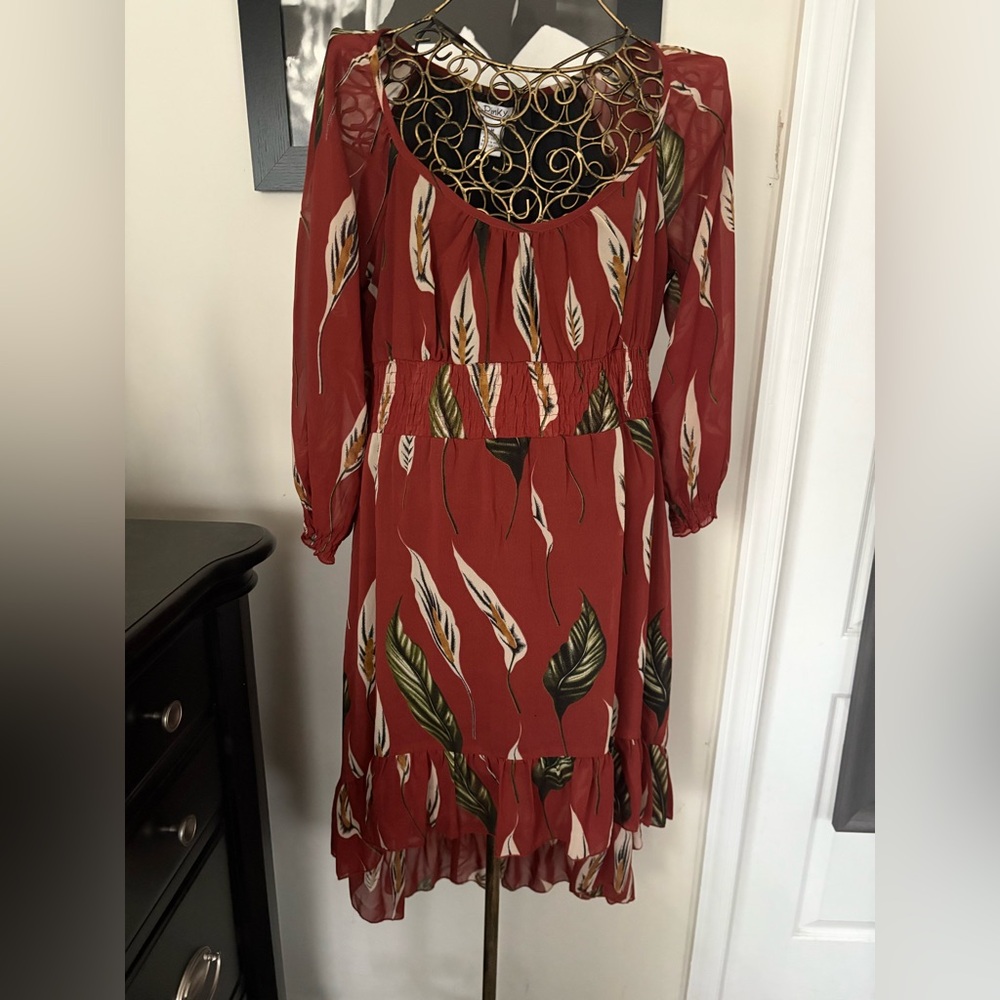 Pinky Asymmetrical Leaf Dress